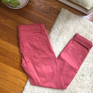 Red denim cuffed pant